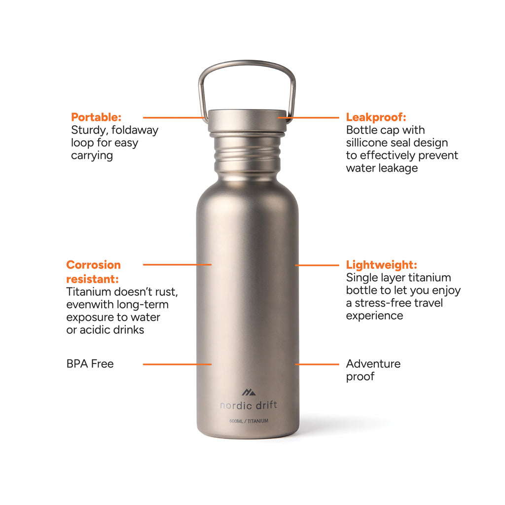 Nordic Drift Trail Ultra Light Titanium 600ml Water fles