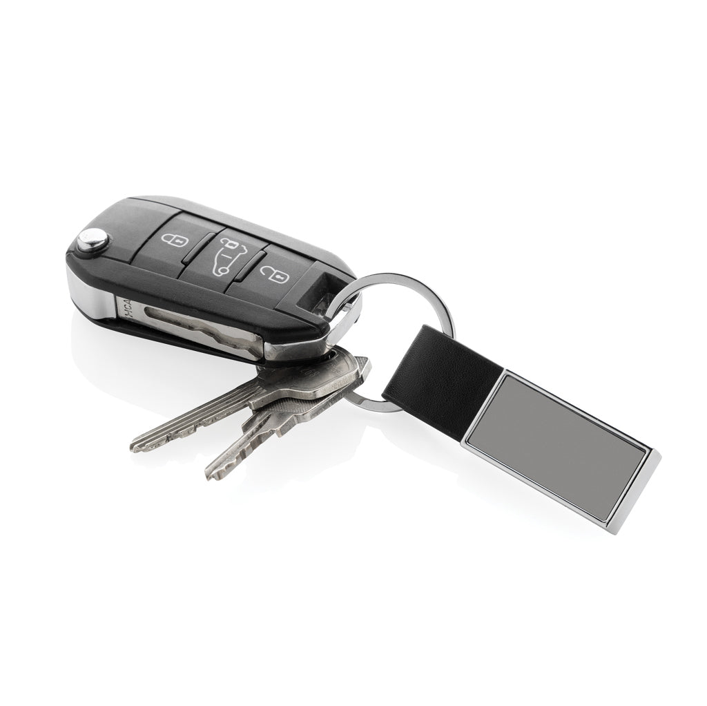 Luxe PU sleutelhanger RCS gerecycled zinc alloy