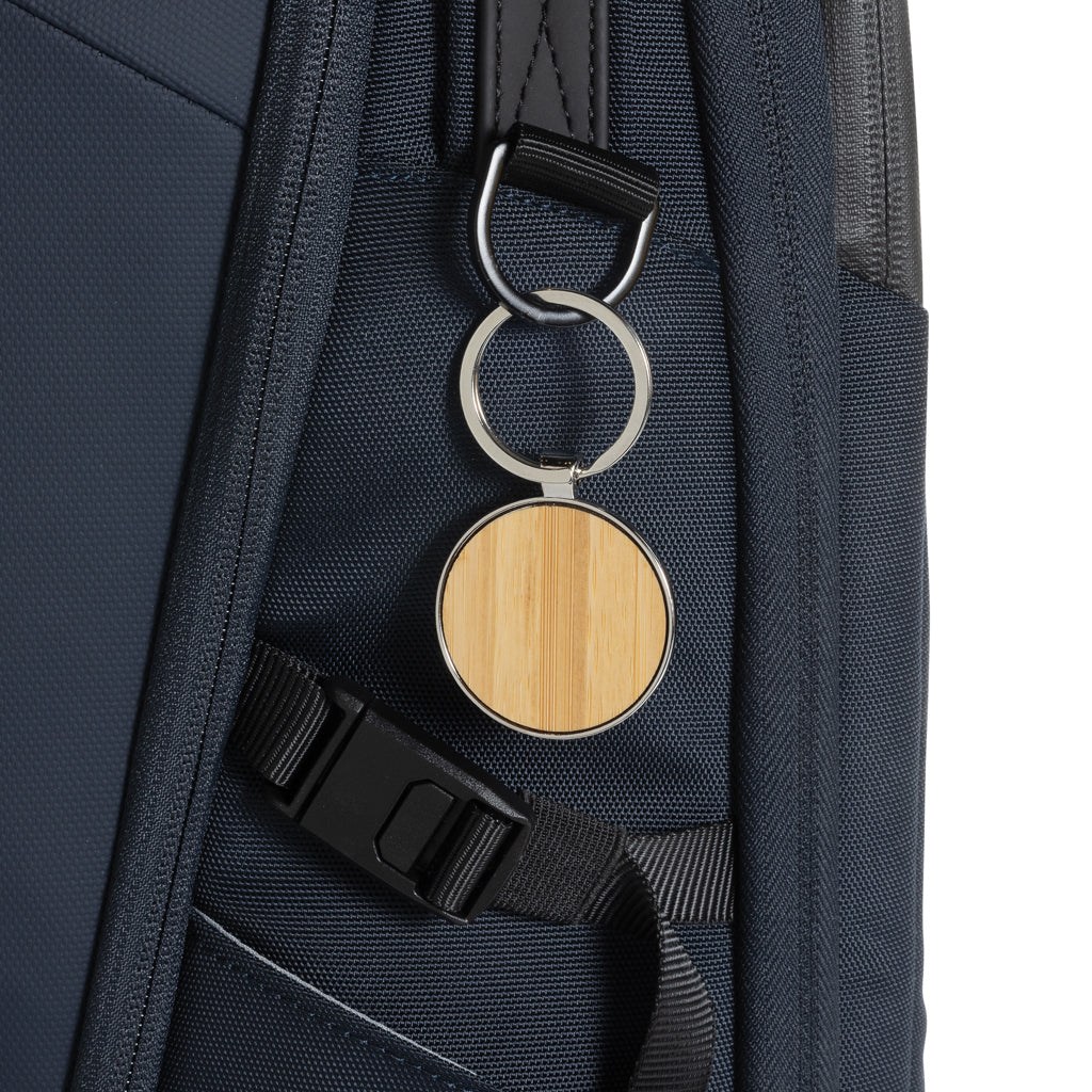RCS sleutelhanger van gerecyclede zinc alloy met bamboe