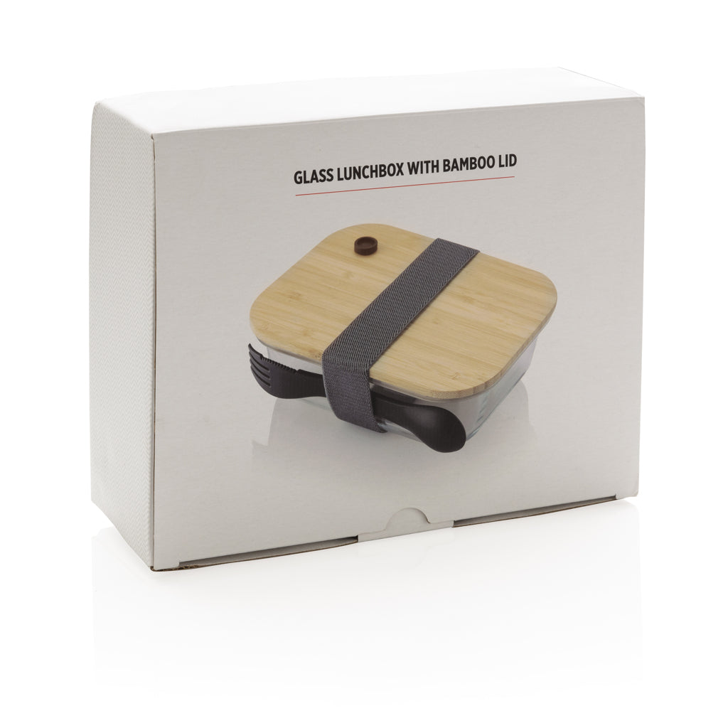 Glazen lunchbox met bamboe deksel