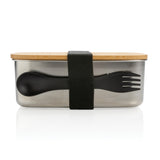 Roestvrijstalen lunchbox met bamboe deksel en spork