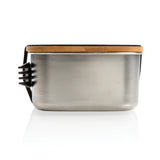Roestvrijstalen lunchbox met bamboe deksel en spork