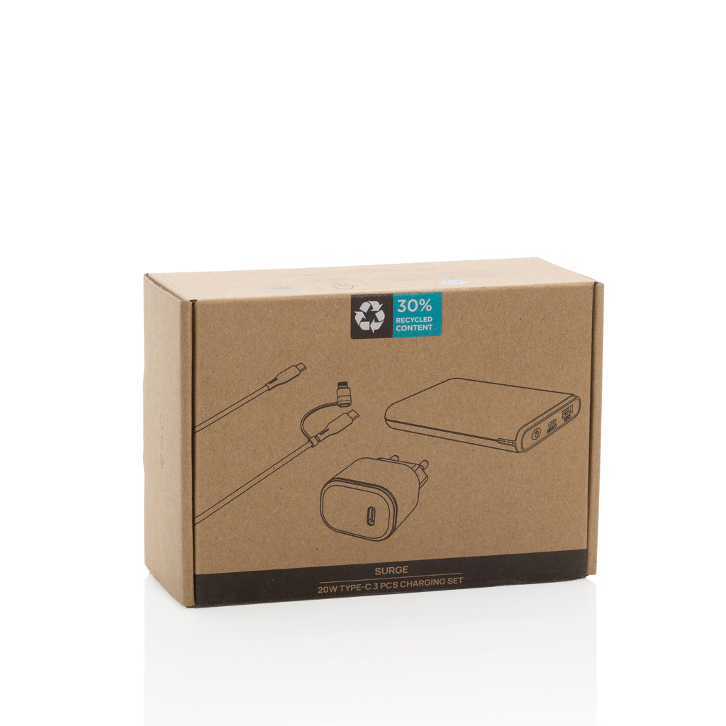 Surge RCS gerecycled PET 20W type C 3-delige oplaadset