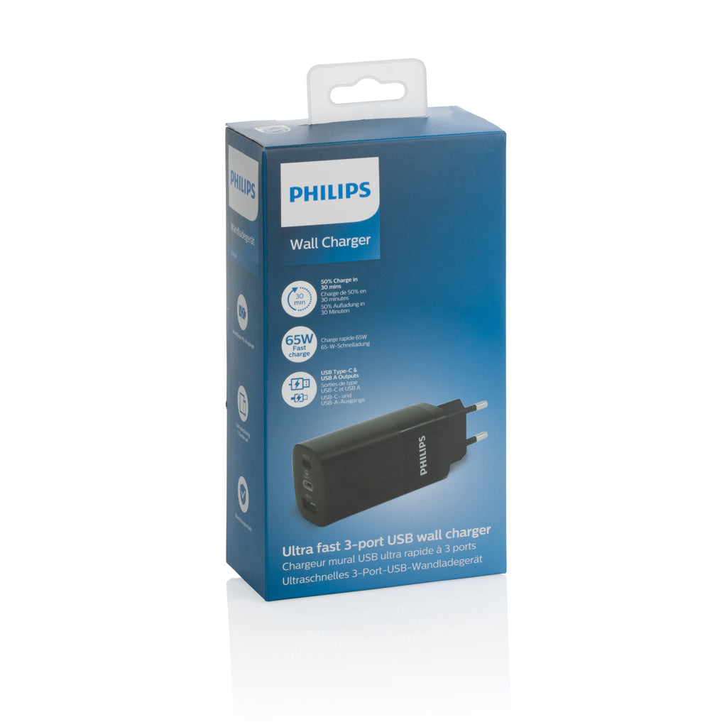 Philips Ultra snelle 3-poorts USB oplader 65W