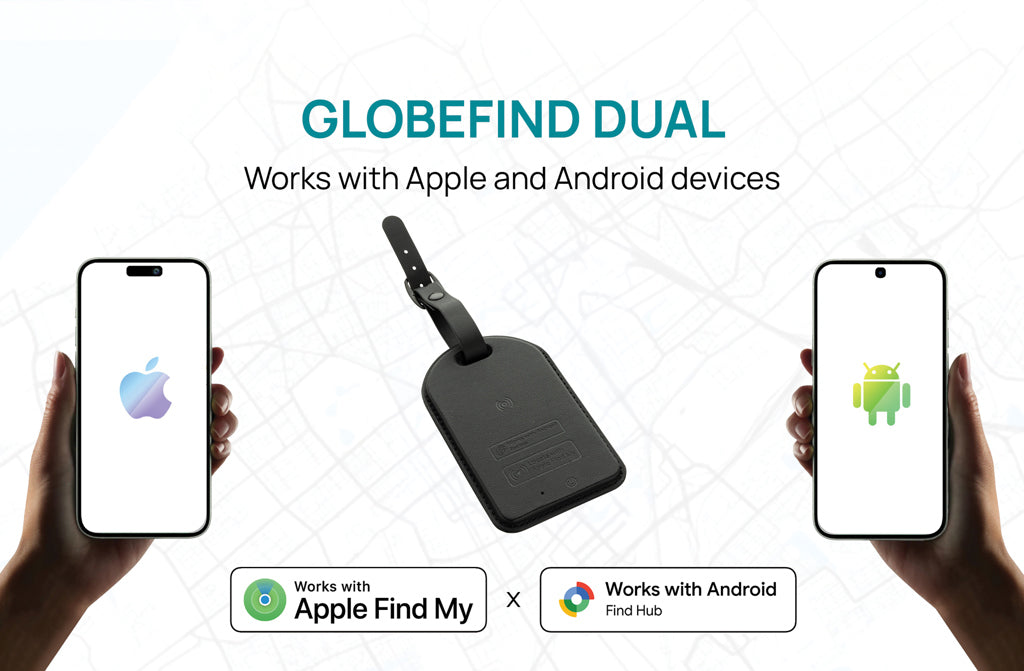 Globefind Dual RCS luggage tag met wereldwijd lokaliseren