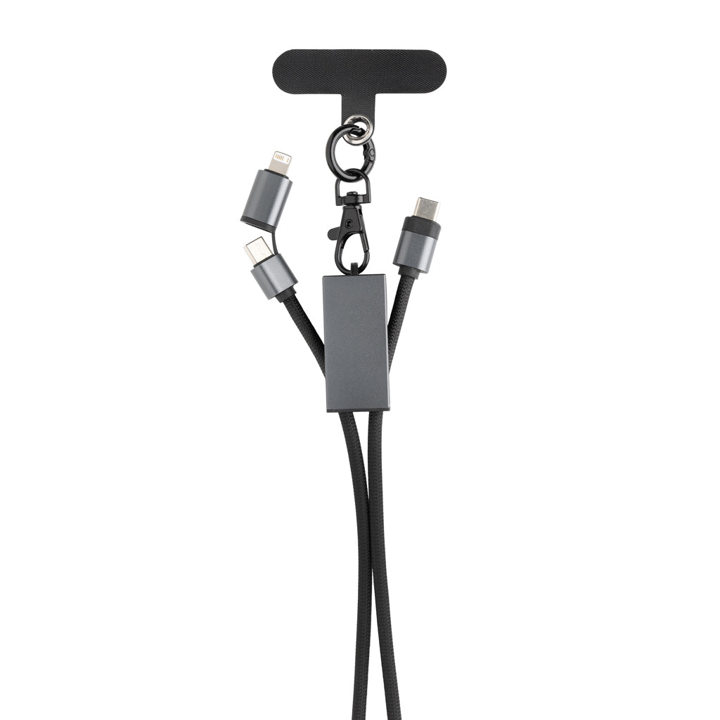 Terra RCS gerecycled PET telefoon lanyard 60W oplaadkabel