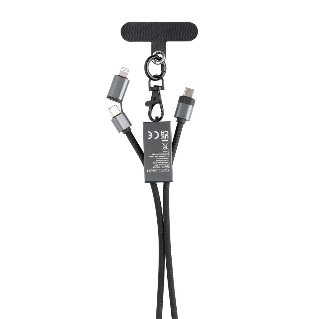Terra RCS gerecycled PET telefoon lanyard 60W oplaadkabel