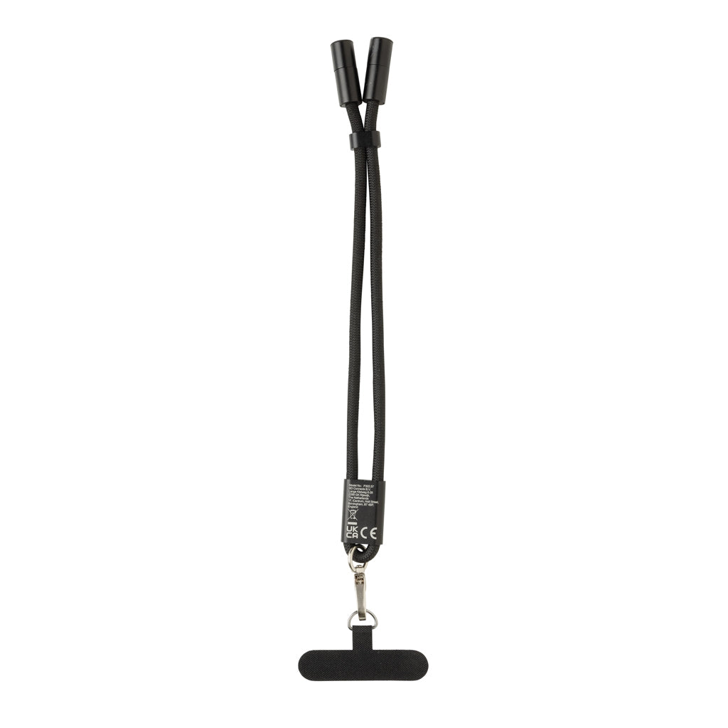 LoopAmp RCS rPET verstelbare telefoonarmband 60W kabel