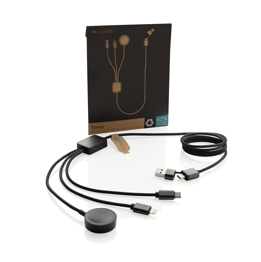 Terra RCS rPET 6-in-1 60W oplaadkabel met iWatch lader