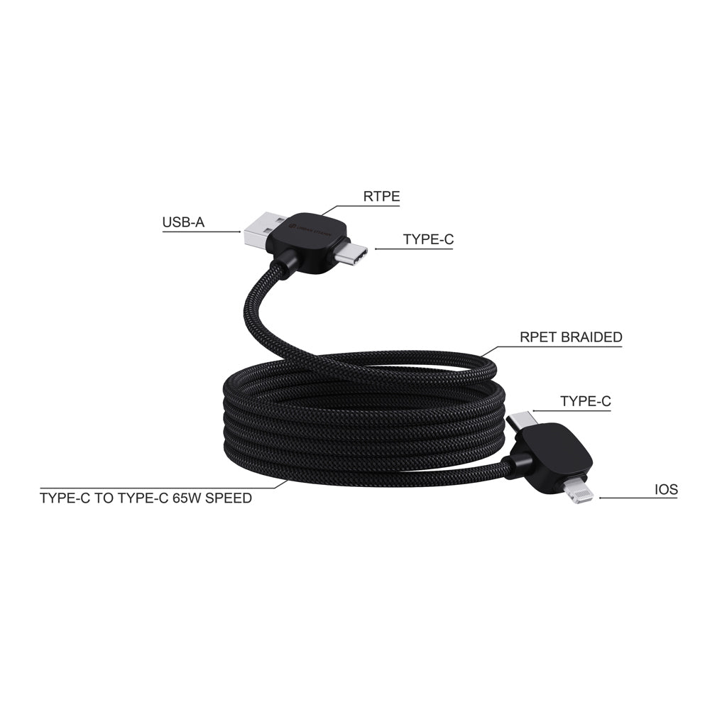 Urban Vitamin Stockton 65W gerecycled TPE/PET magn. kabel
