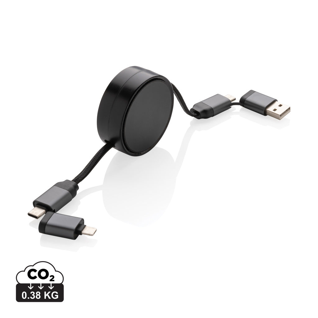 Terra RCS gerecycled aluminium uittrekbare 60W 6-in-1-kabel