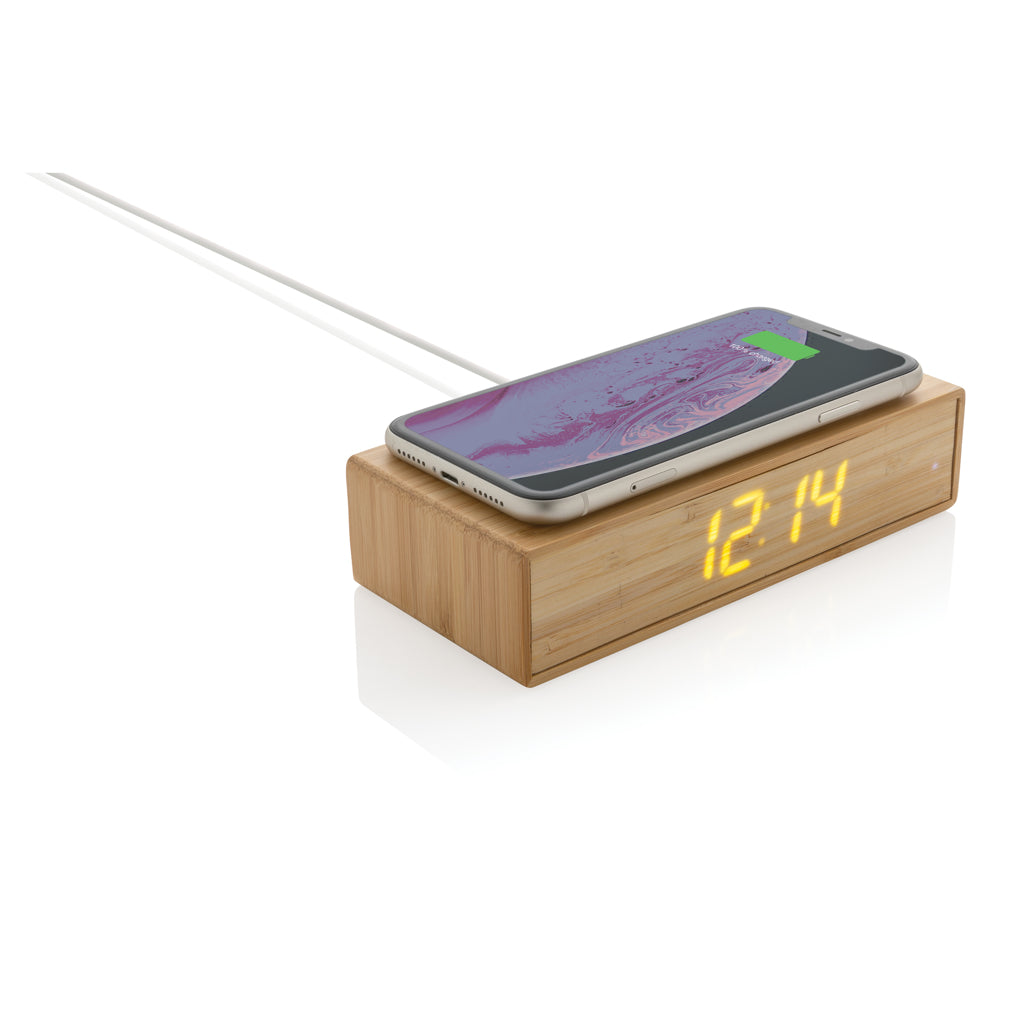 Bamboe alarmklok met 5W draadloze oplader