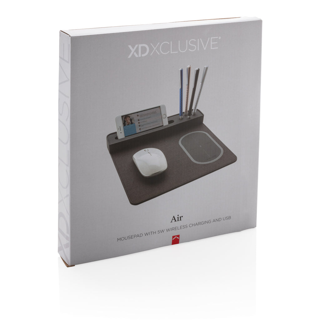 Air muismat met 5W draadloze oplader en USB