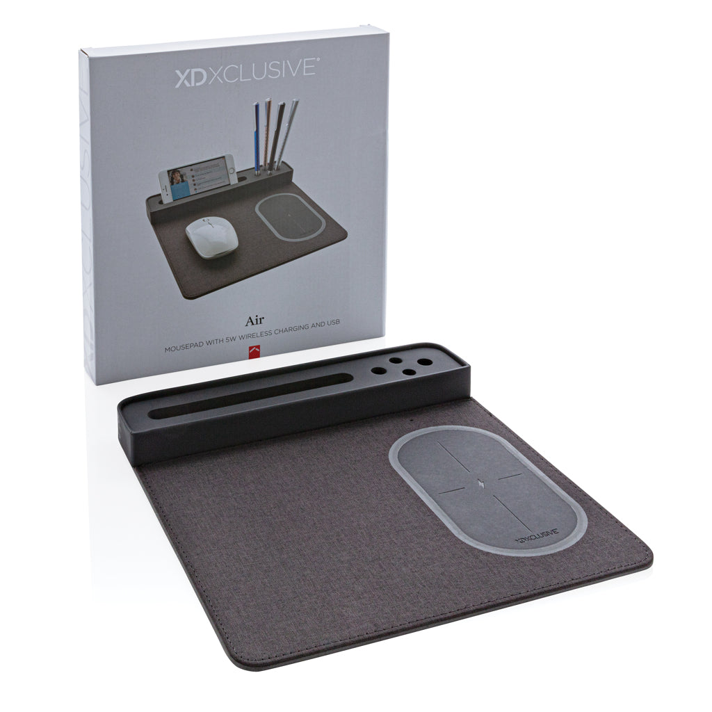 Air muismat met 5W draadloze oplader en USB