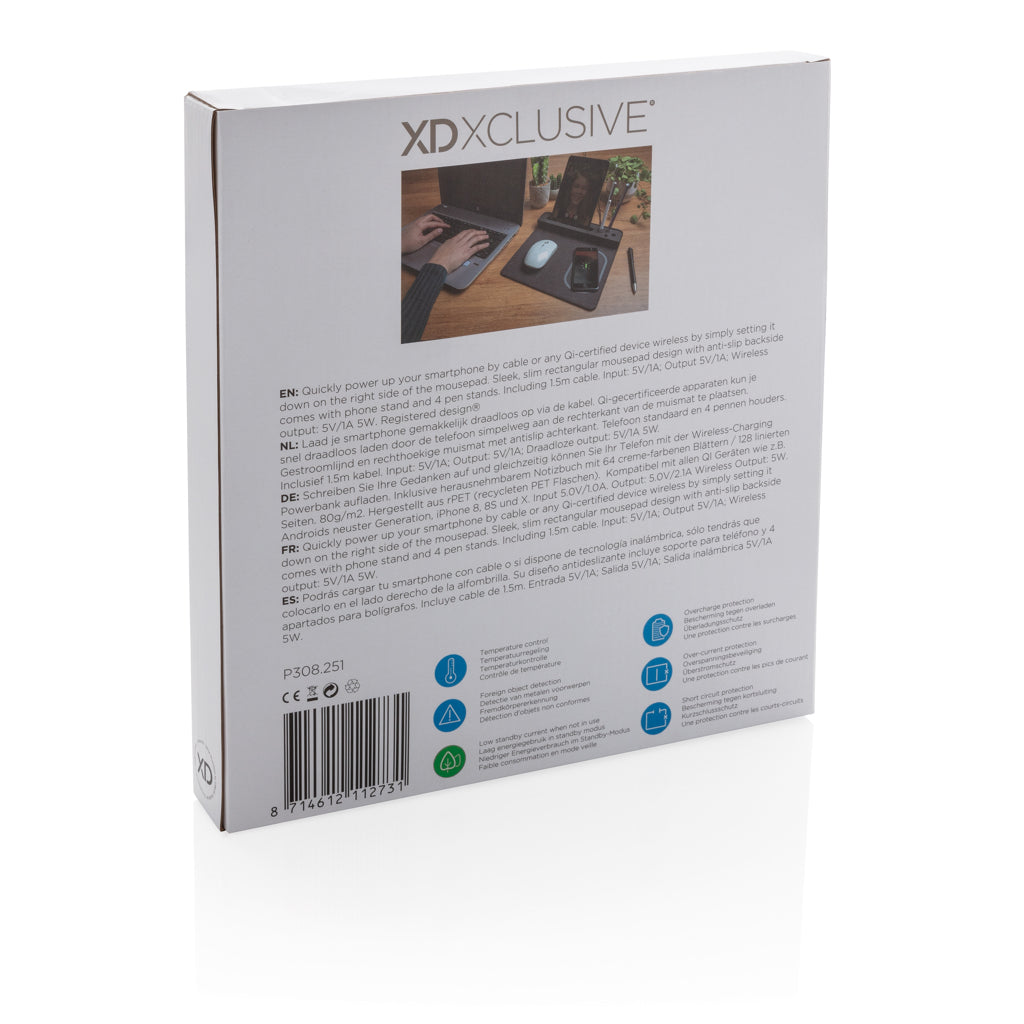 Air muismat met 5W draadloze oplader en USB