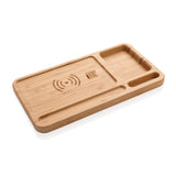 Bamboe desk organizer met 5W draadloze oplader