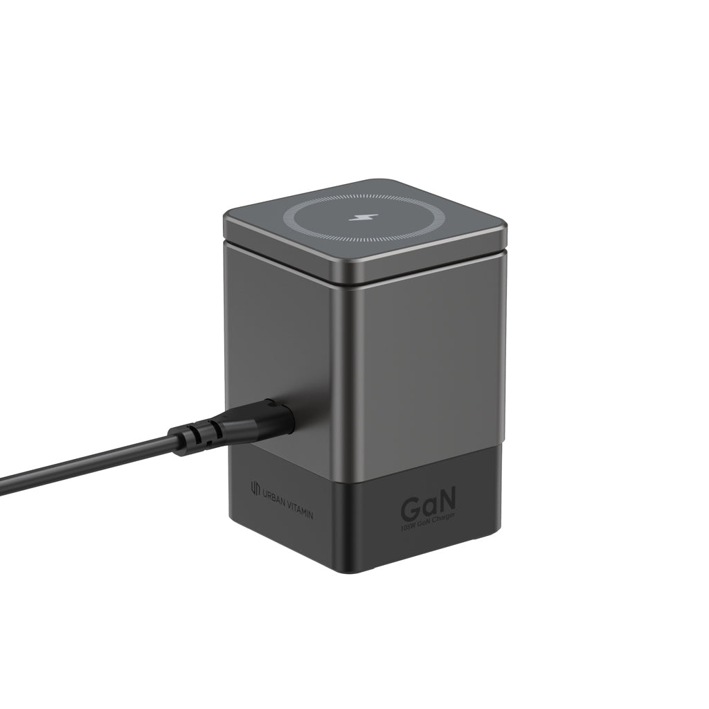 Urban Vitamin Sacramento 105W GaN lader, uittrekbare kabels
