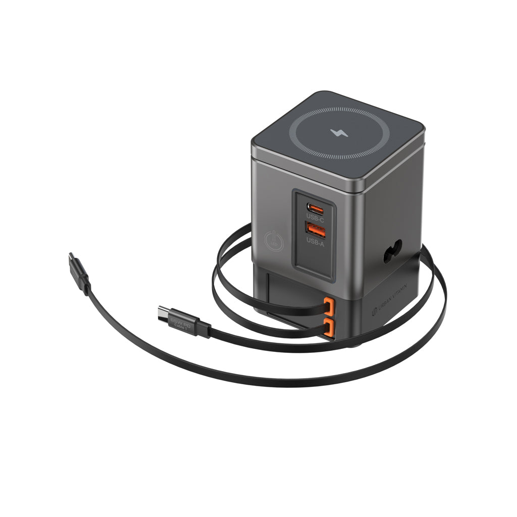 Urban Vitamin Sacramento 105W GaN lader, uittrekbare kabels