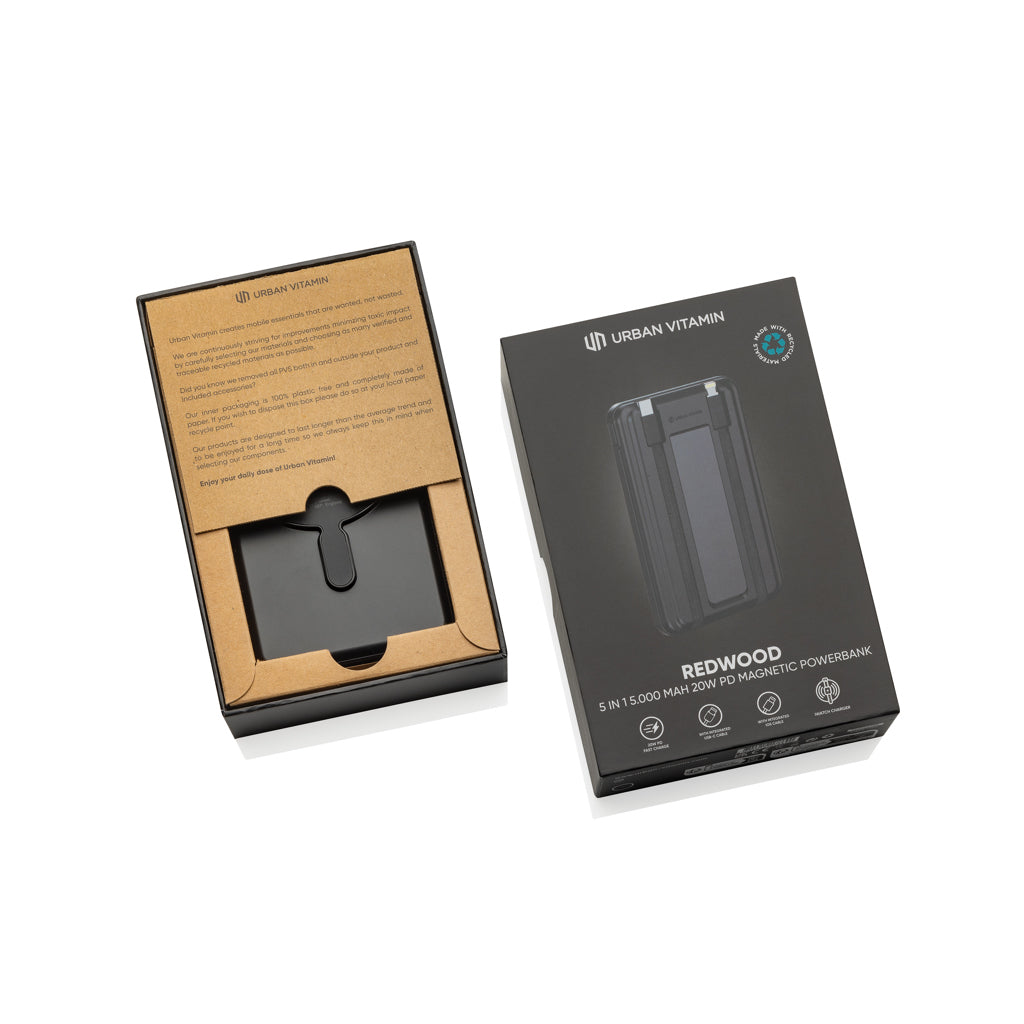 Urban Vitamin Redwood 5-in-1 5.000mAh 20W PD magn. powerbank