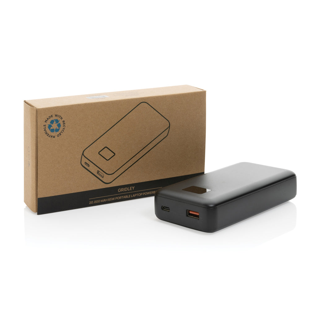 Gridley RCS gerecycled plastic 20000 65W laptop powerbank