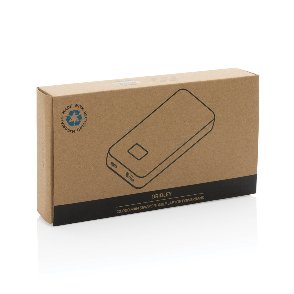 Gridley RCS gerecycled plastic 20000 65W laptop powerbank