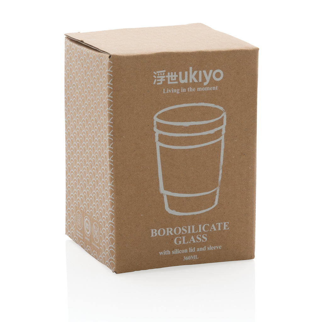 Ukiyo borosilicaat glas met siliconen deksel en sleeve