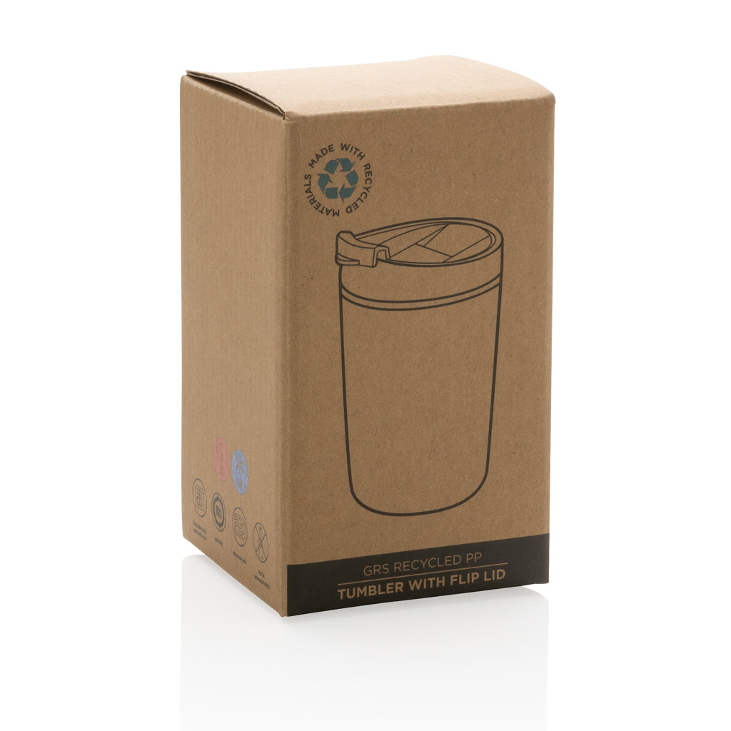 GRS gerecycled PP beker met klapdeksel
