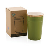 GRS gecertificeerd gerecycled PP mok met bamboe deksel