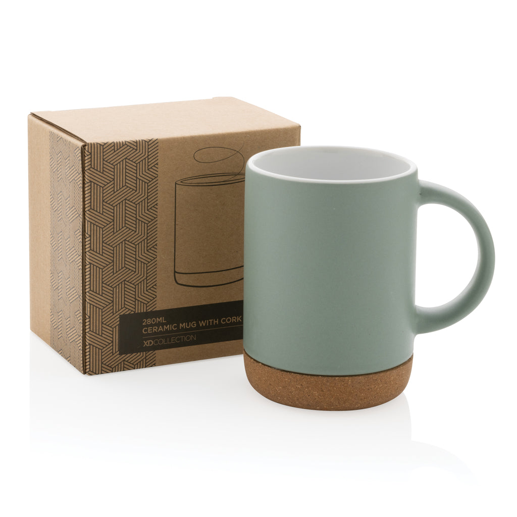Keramische mok met kurken bodem 280 ml