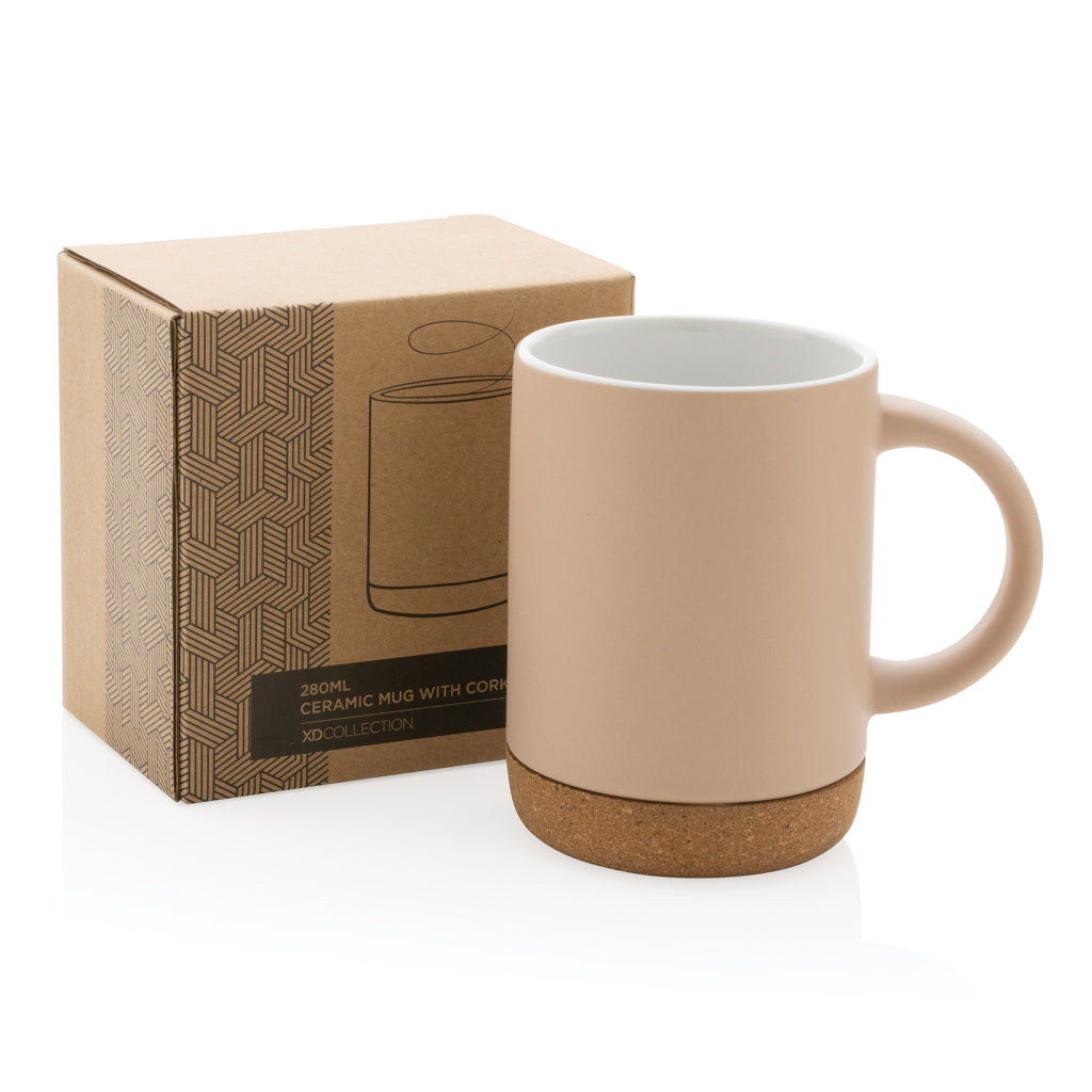 Keramische mok met kurken bodem 280 ml