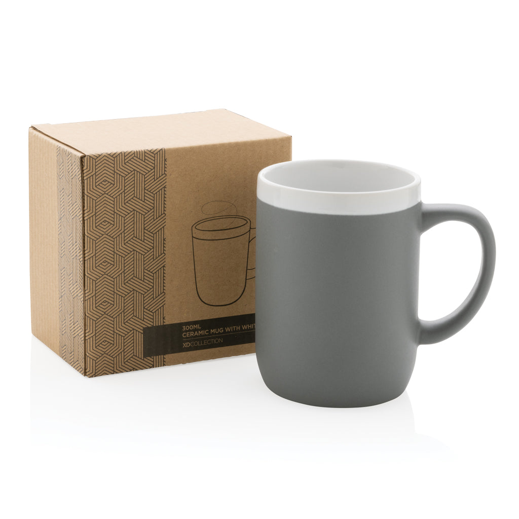 Keramische mok met witte rand 300 ml.