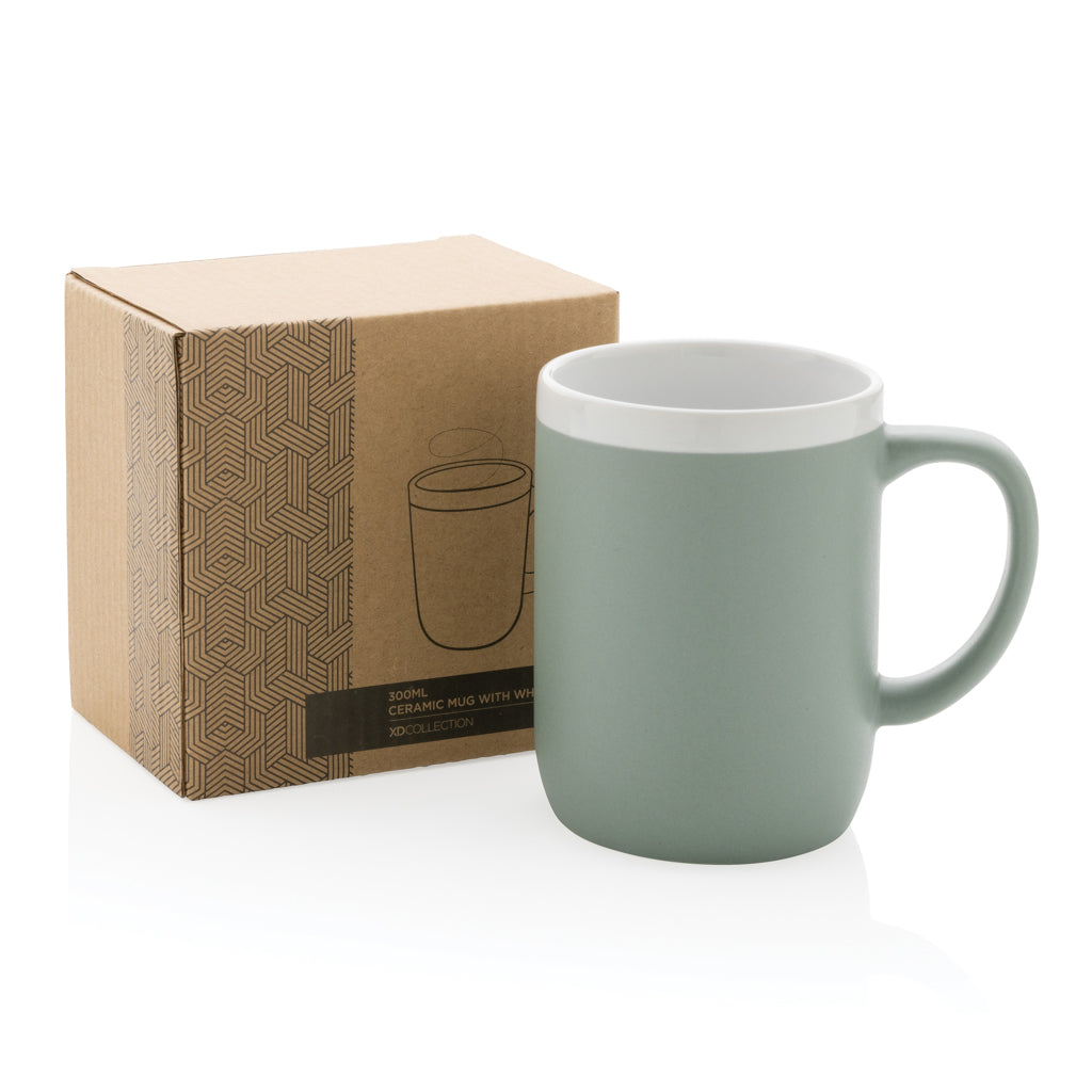Keramische mok met witte rand 300 ml.