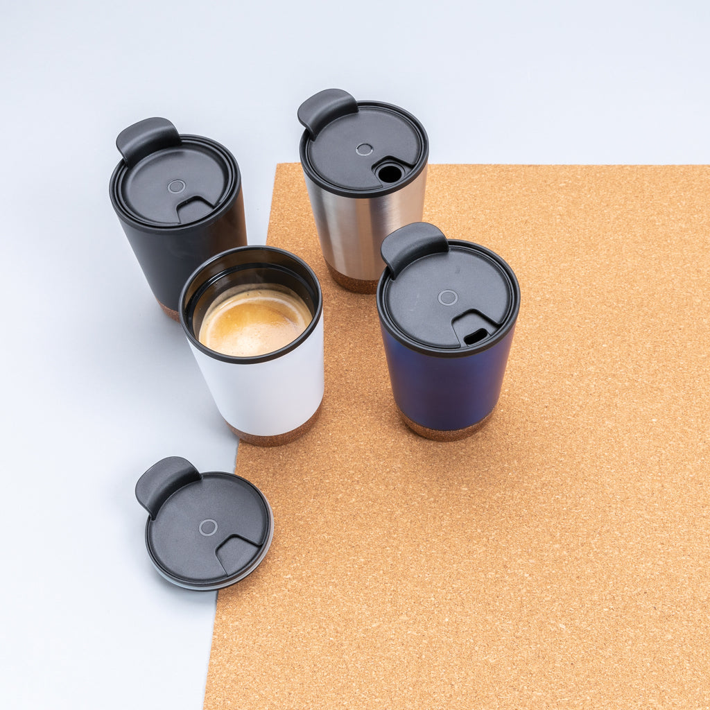 GRS gerecycled PP en roestvrijstalen kurk koffiebeker