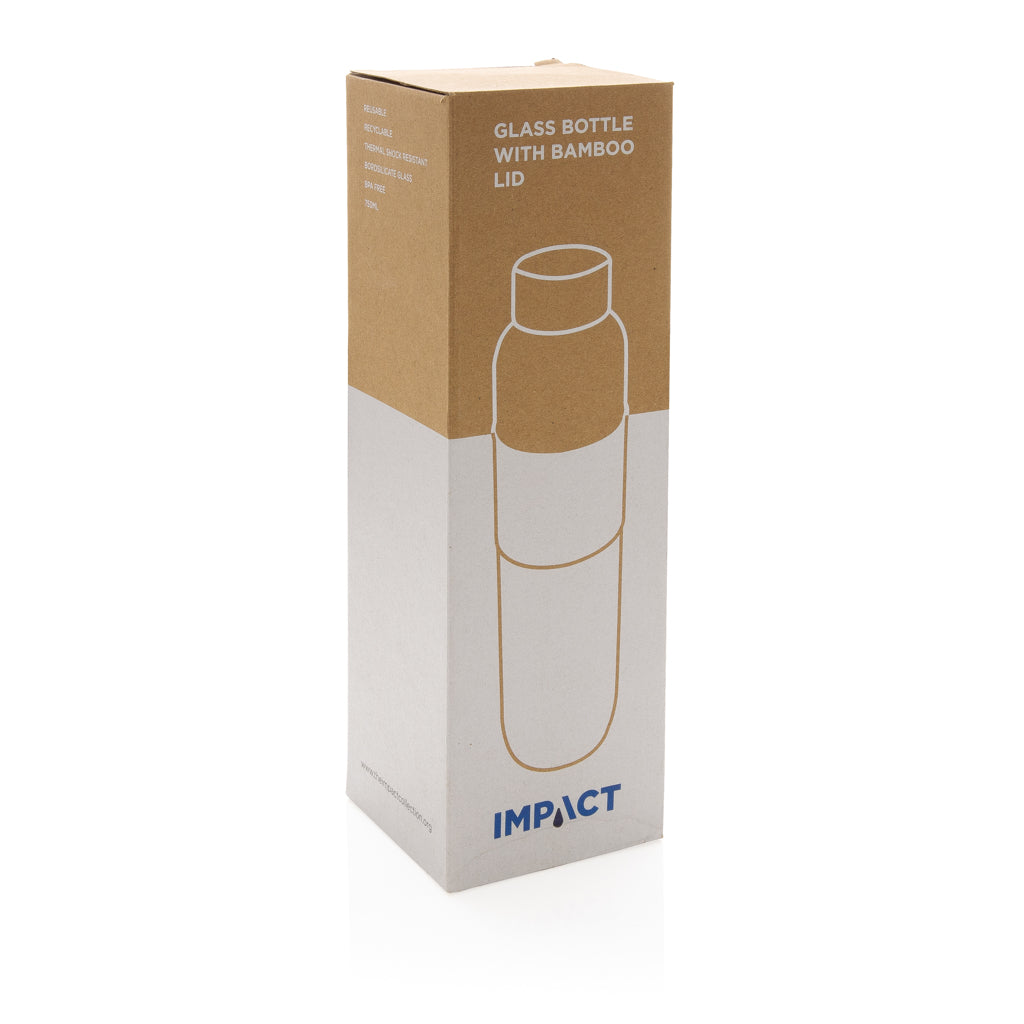 Impact borosilicaat glazen fles met bamboe deksel