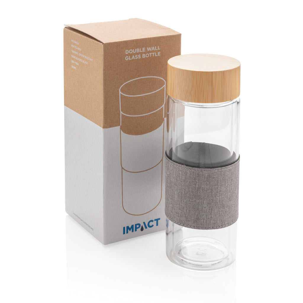 Impact dubbelwandige borosilicaat glazen drinkfles