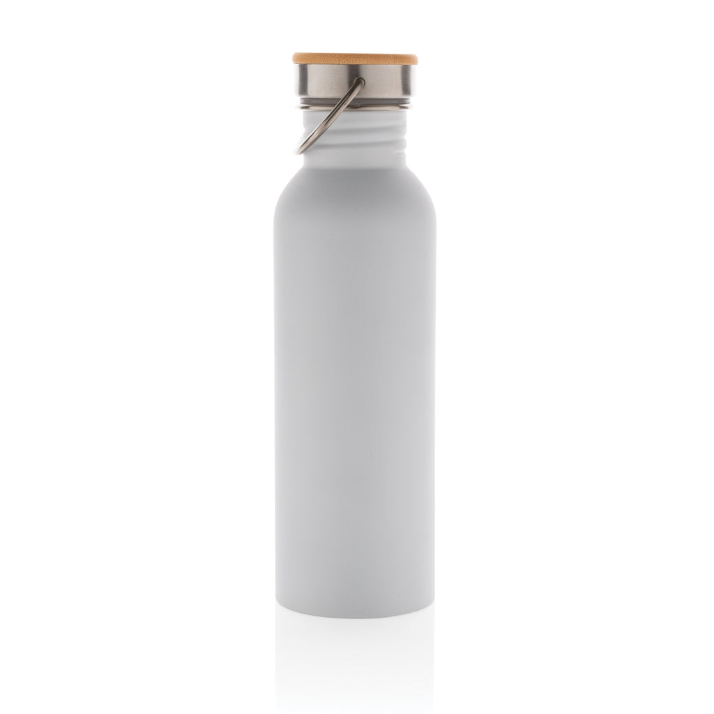 Moderne roestvrijstalen fles met bamboe deksel