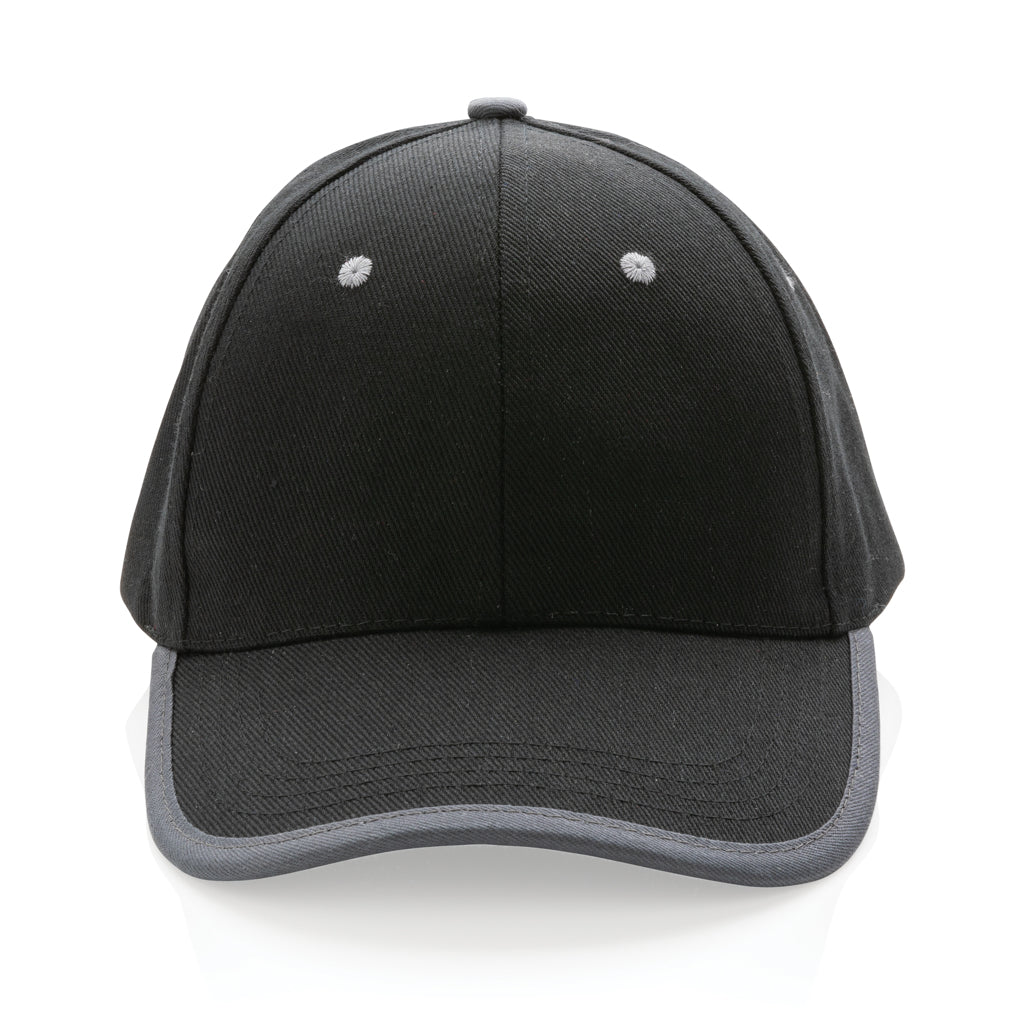 Impact AWARE™ 6 panel 280gr recycled katoen cap met bies