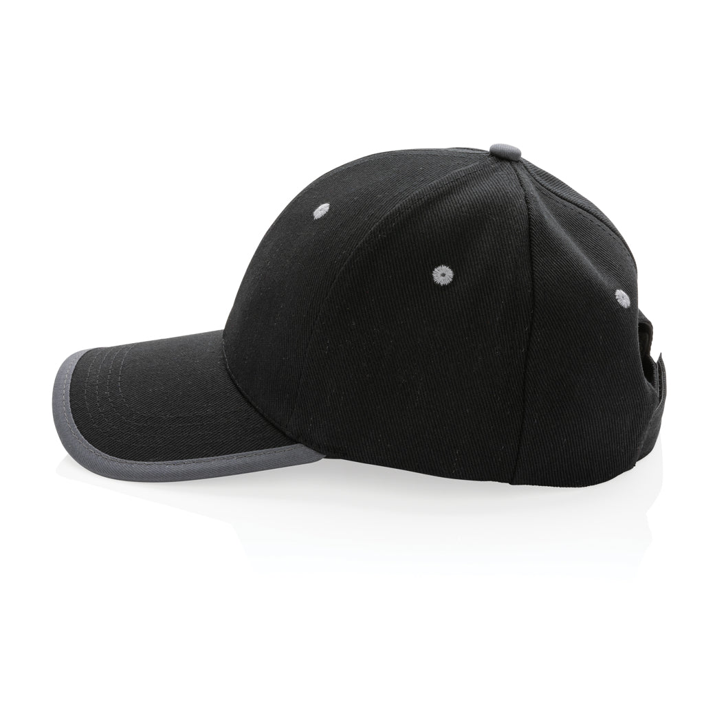 Impact AWARE™ 6 panel 280gr recycled katoen cap met bies