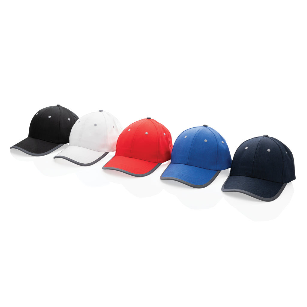 Impact AWARE™ 6 panel 280gr recycled katoen cap met bies