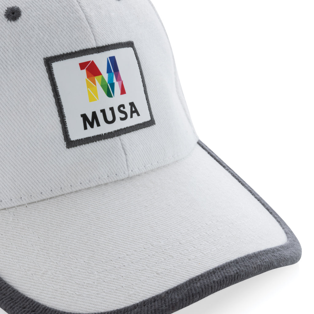 Impact AWARE™ 6 panel 280gr recycled katoen cap met bies