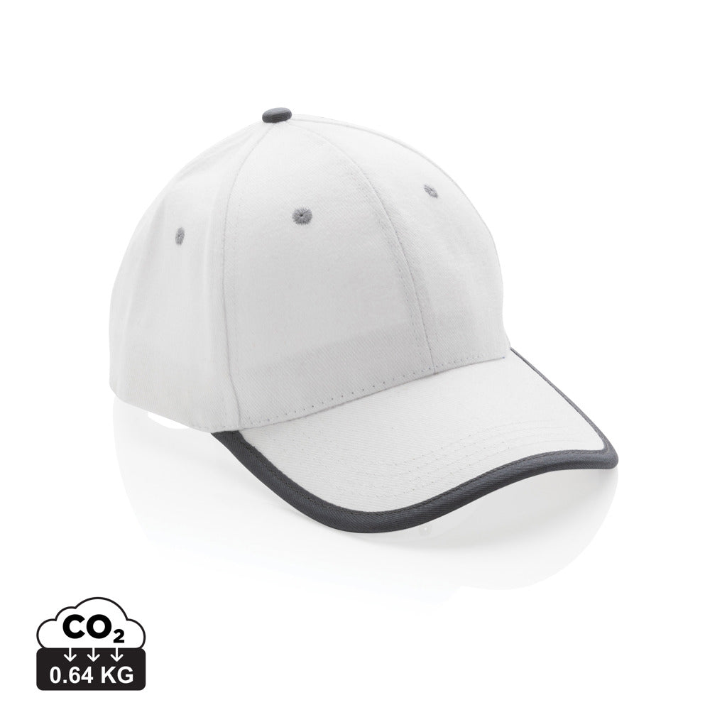 Impact AWARE™ 6 panel 280gr recycled katoen cap met bies