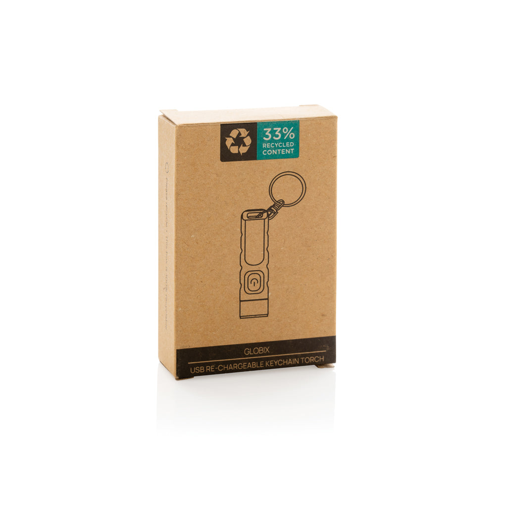 Globix RCS gerecycled plastic USB oplaadbare zaklamp
