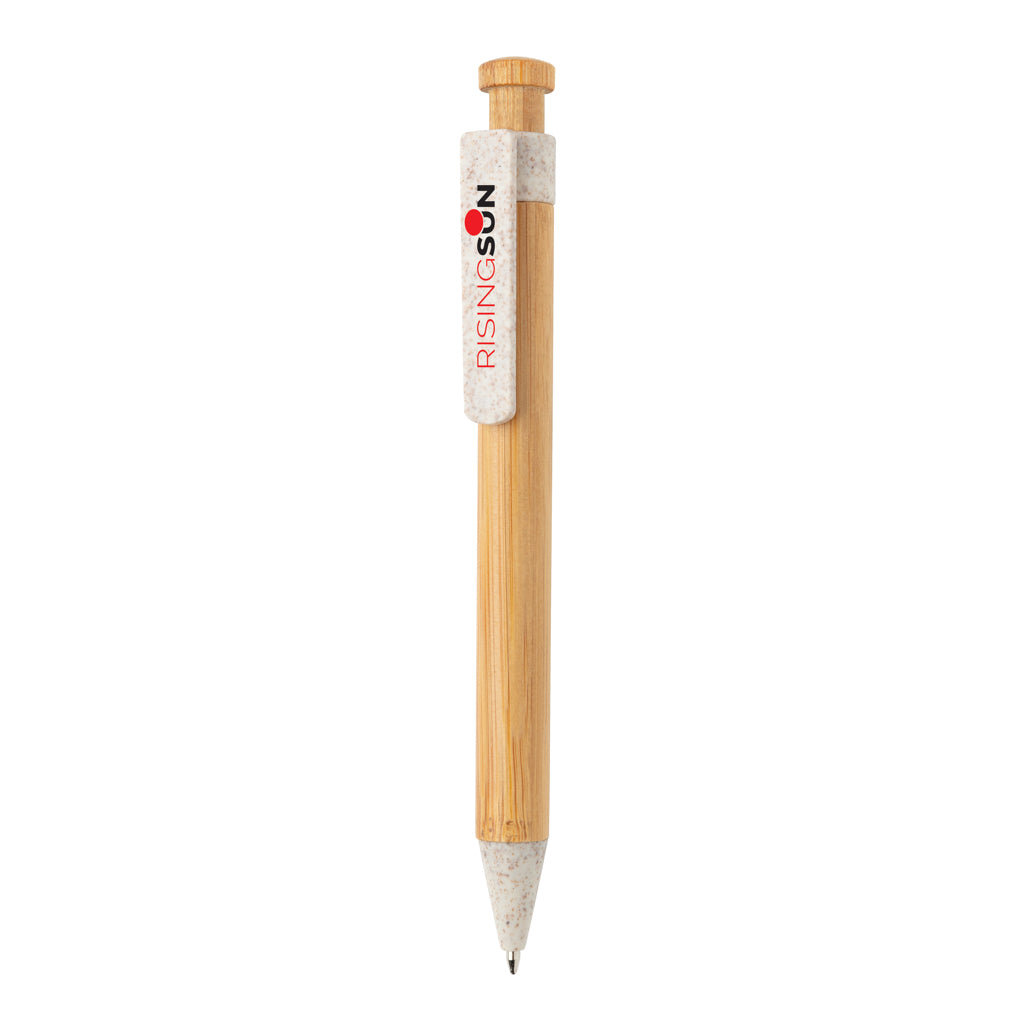 Bamboe pen met tarwestro clip