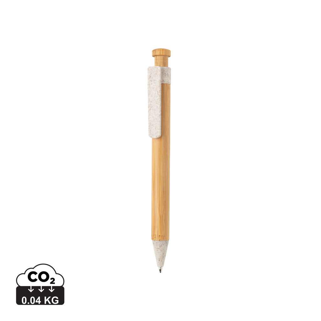 Bamboe pen met tarwestro clip