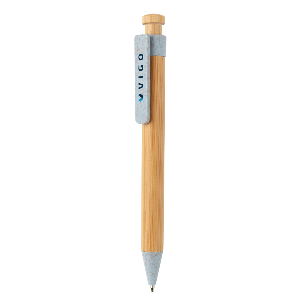 Bamboe pen met tarwestro clip