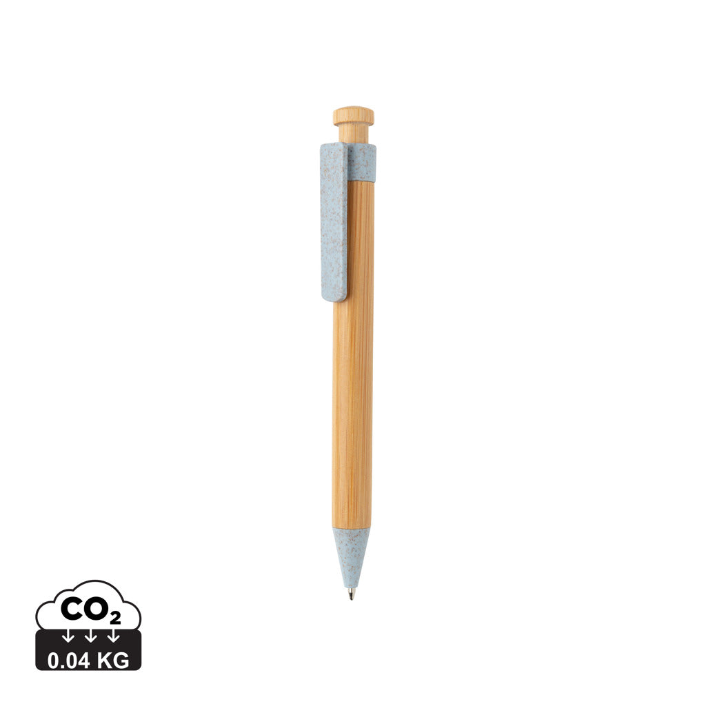 Bamboe pen met tarwestro clip