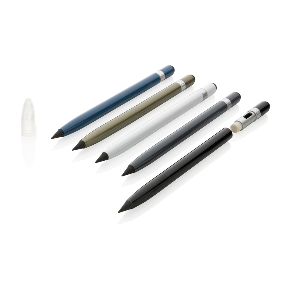 Aluminium inktloze pen met gum