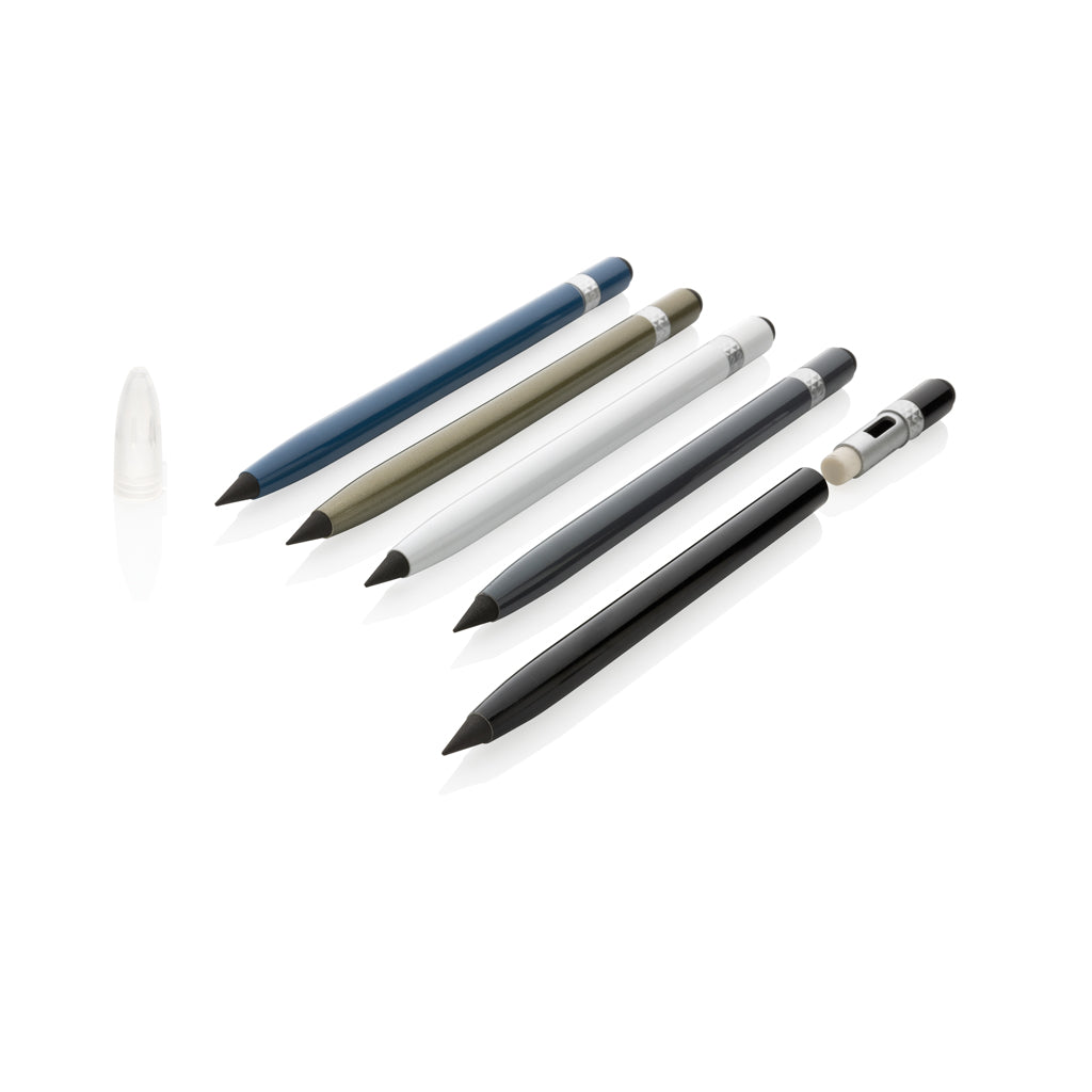 Aluminium inktloze pen met gum