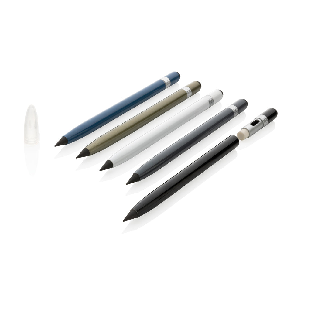 Aluminium inktloze pen met gum