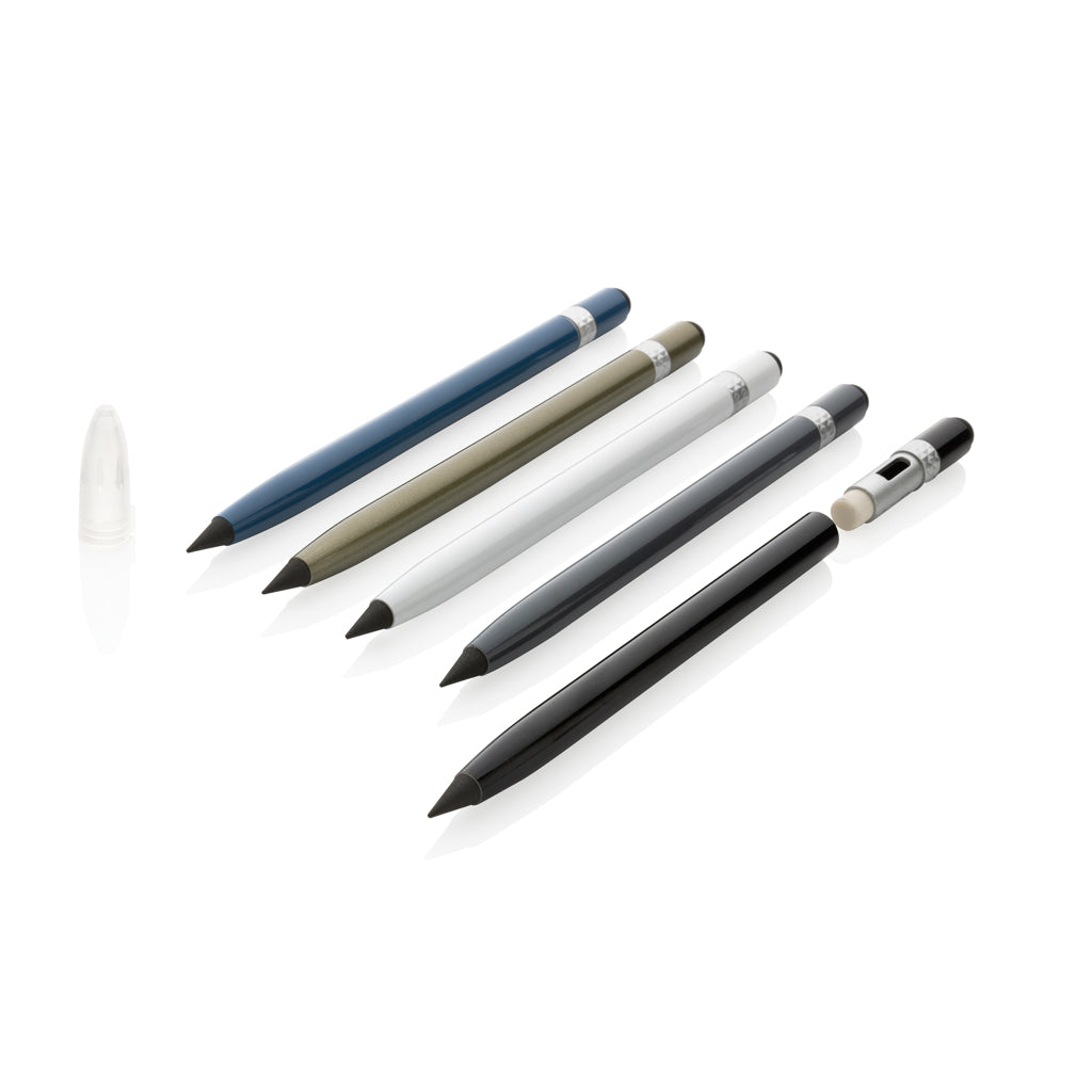 Aluminium inktloze pen met gum